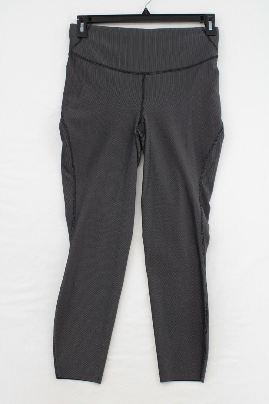 Lululemon Base Pace High Rise Tights Leggings Womens Size 10 Black Gold  Ribbed